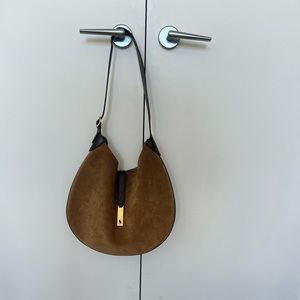 NWT Ralph Lauren Polo ID Leather-Trim Suede Shoulder Bag